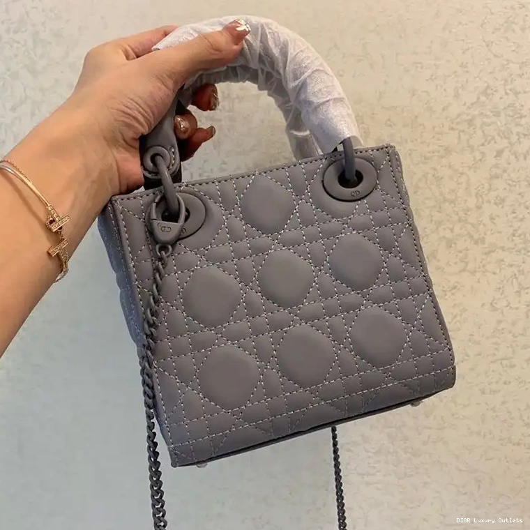 Cheap Calfskin Grey Dior Ultramatte Mini Lady Bag Cannage 0509 Luxury